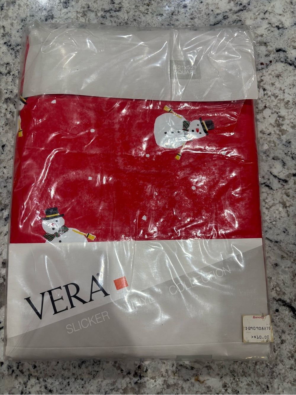VTG 1986 Vera Neumann Snowman Vinyl Tablecloth NOS Sealed Kitsch Christmas Cotta